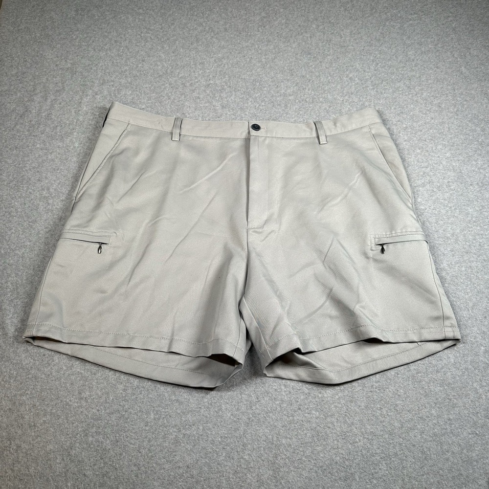 Izod Men's Flat Front Shorts in Light Khaki